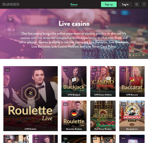 Dunder Live Casino